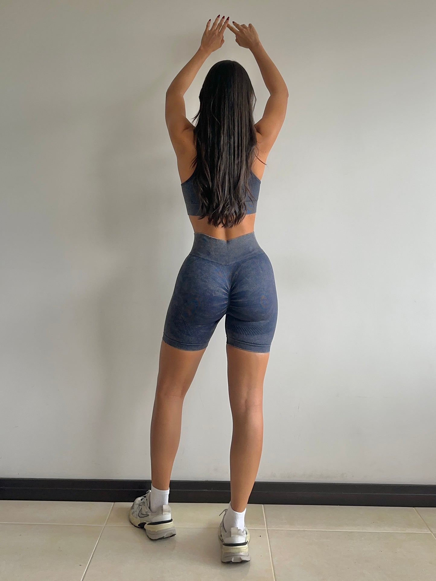 SET SHORT TOP CREMALLERA AZUL OSCURO