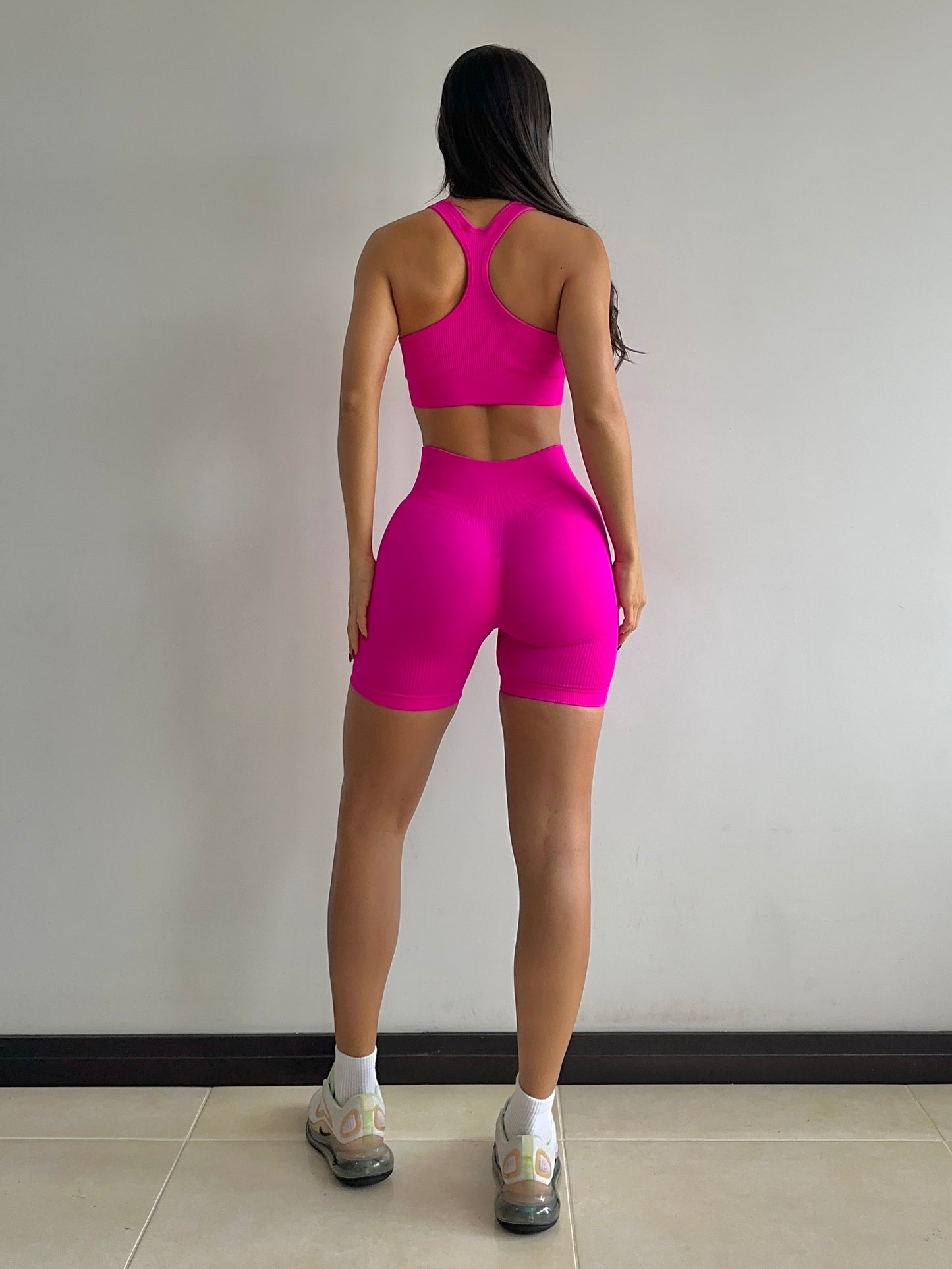 SET SHORT TOP CREMALLERA FUCSIA