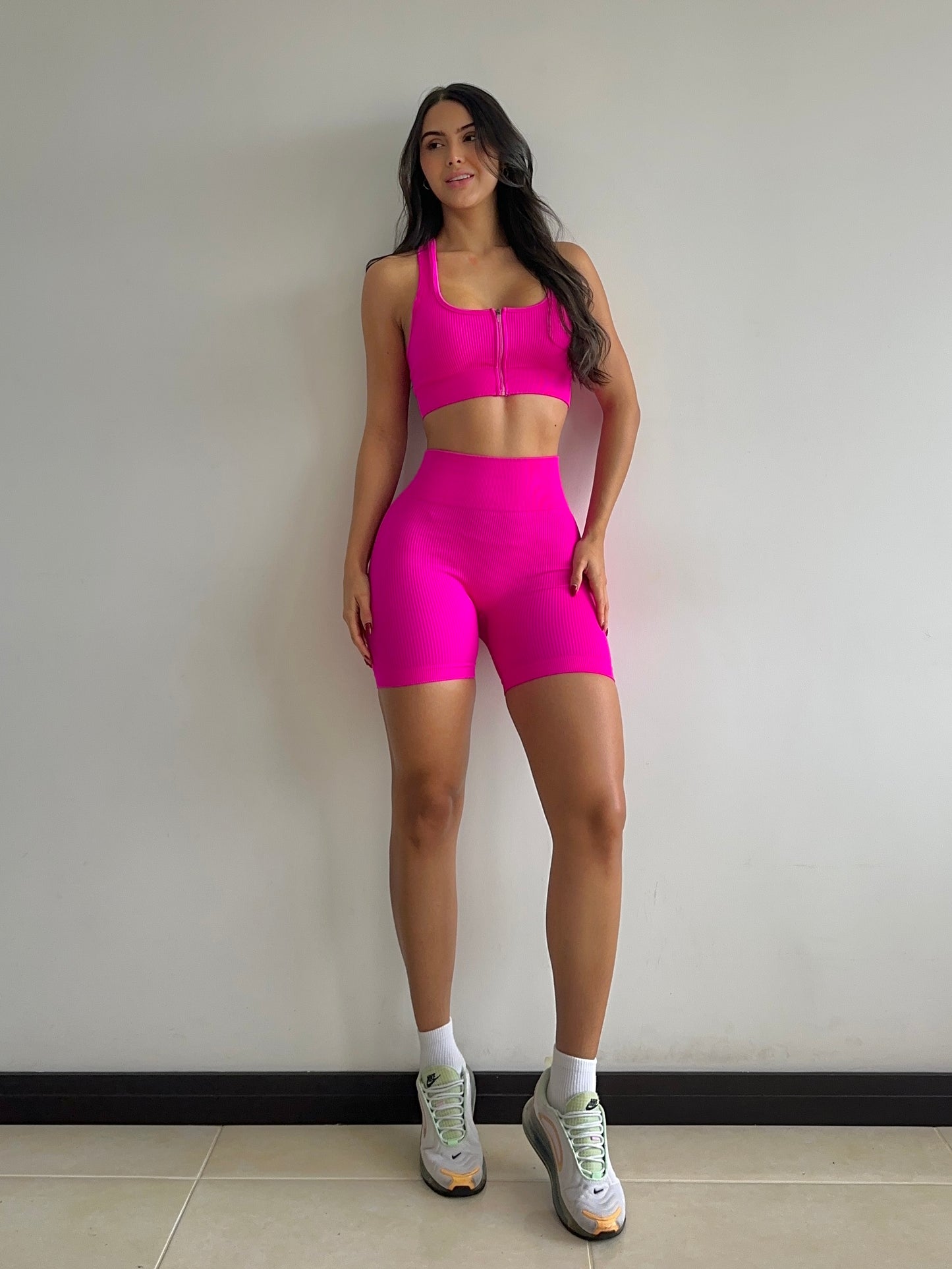 SET SHORT TOP CREMALLERA FUCSIA