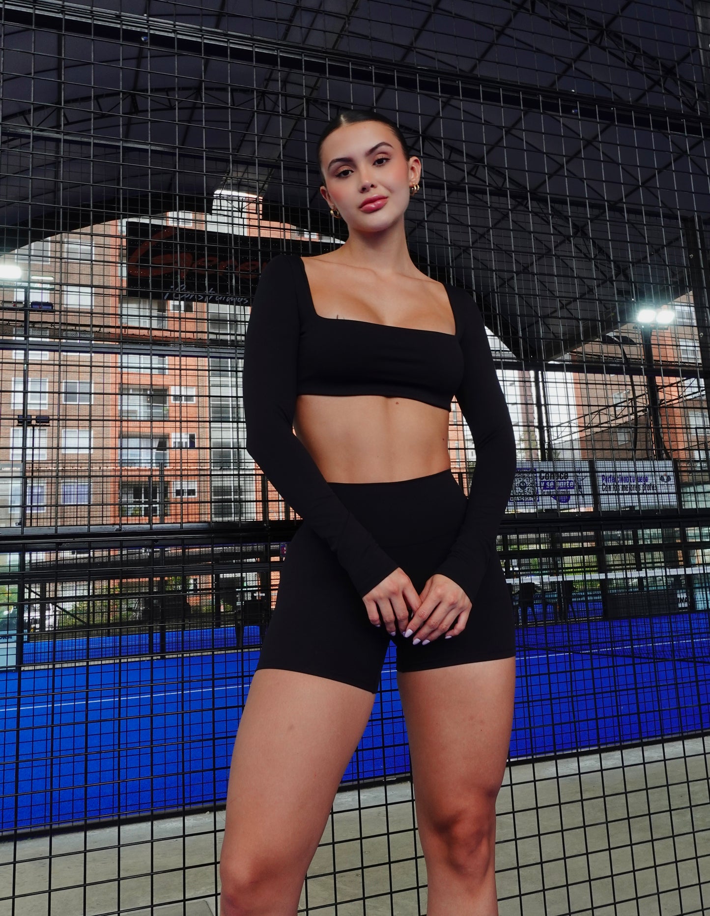 SET SHORT MANGA LARGA NEGRO