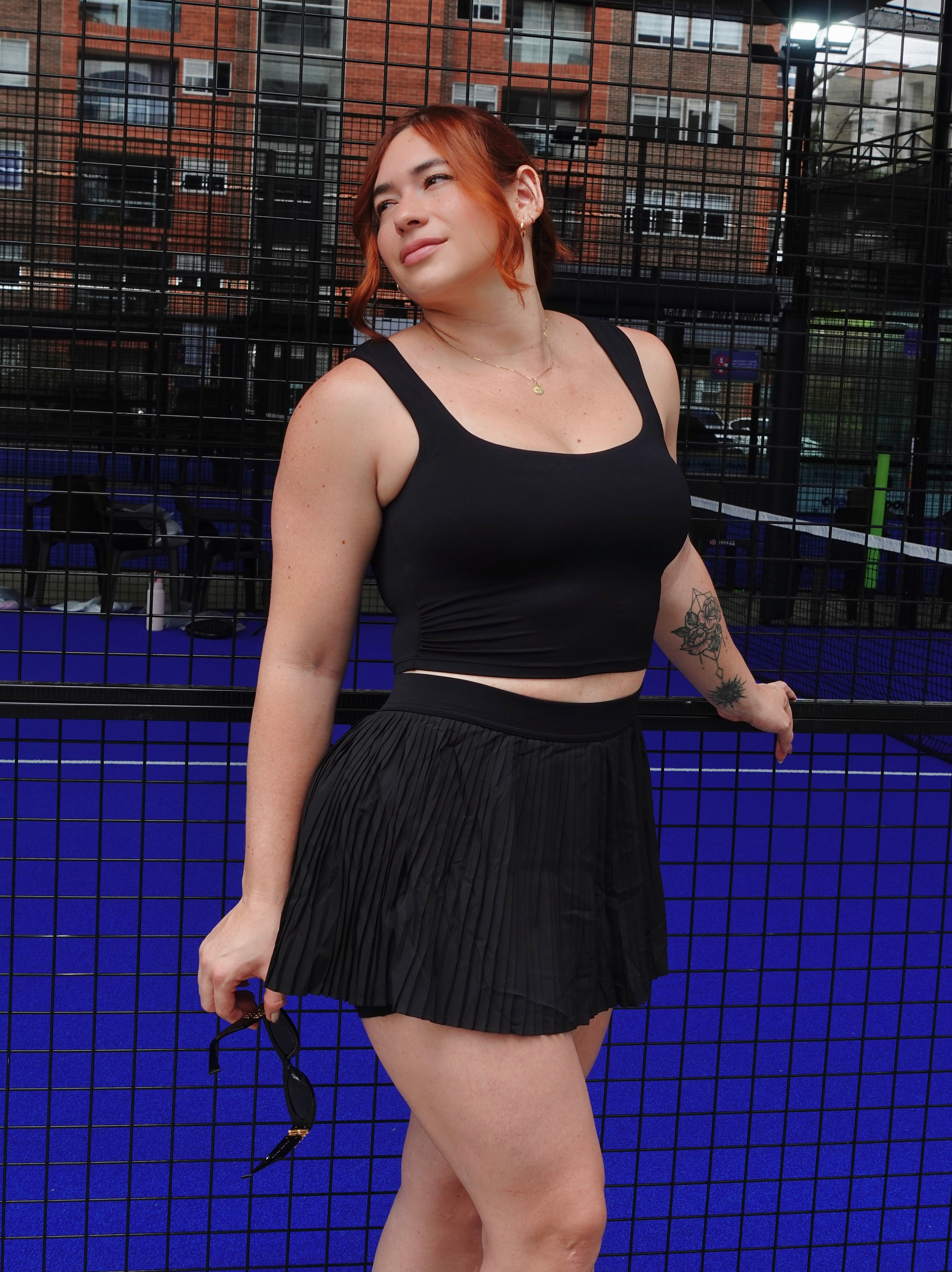 SET FALDA PLISADA NEGRA
