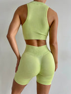 SET SHORT VERDE LIMÓN EFECTO LAVADO