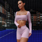 SET SHORT MANGA LARGA ROSADO