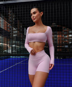 SET SHORT MANGA LARGA ROSADO