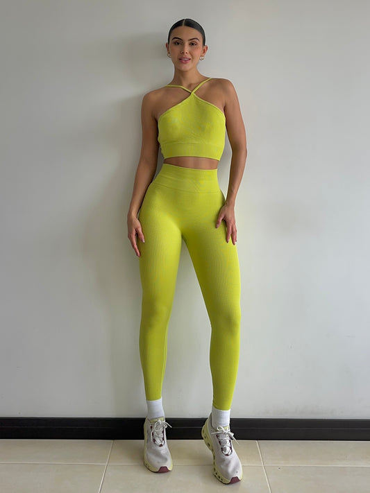 SET LEGGINS VERDE LIMÓN