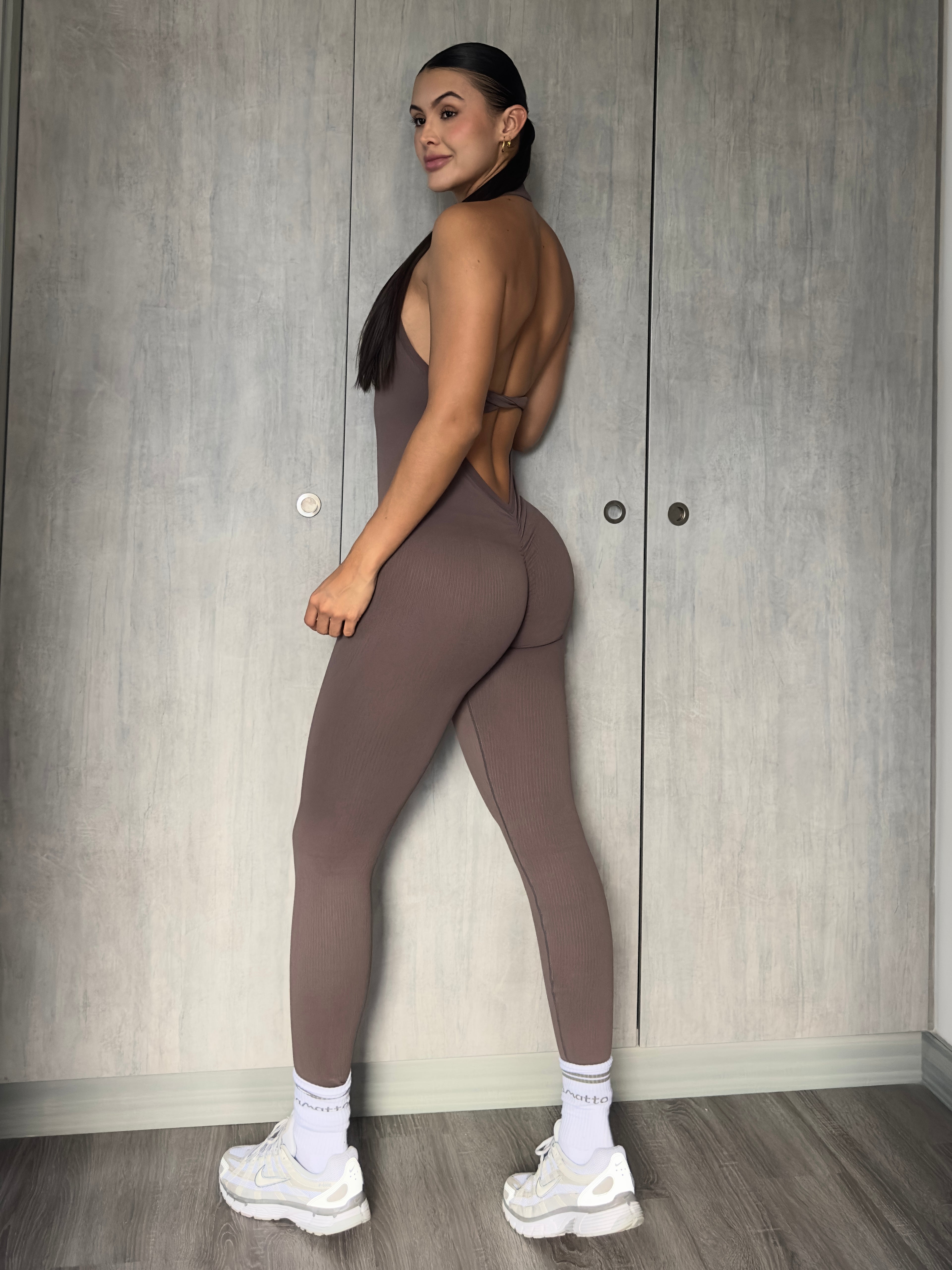 ENTERIZO LARGO HALTER CRUZADO