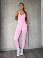 ENTERIZO LARGO HALTER CRUZADO