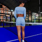 SET SHORT MANGA LARGA AZUL