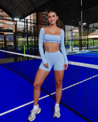 SET SHORT MANGA LARGA AZUL