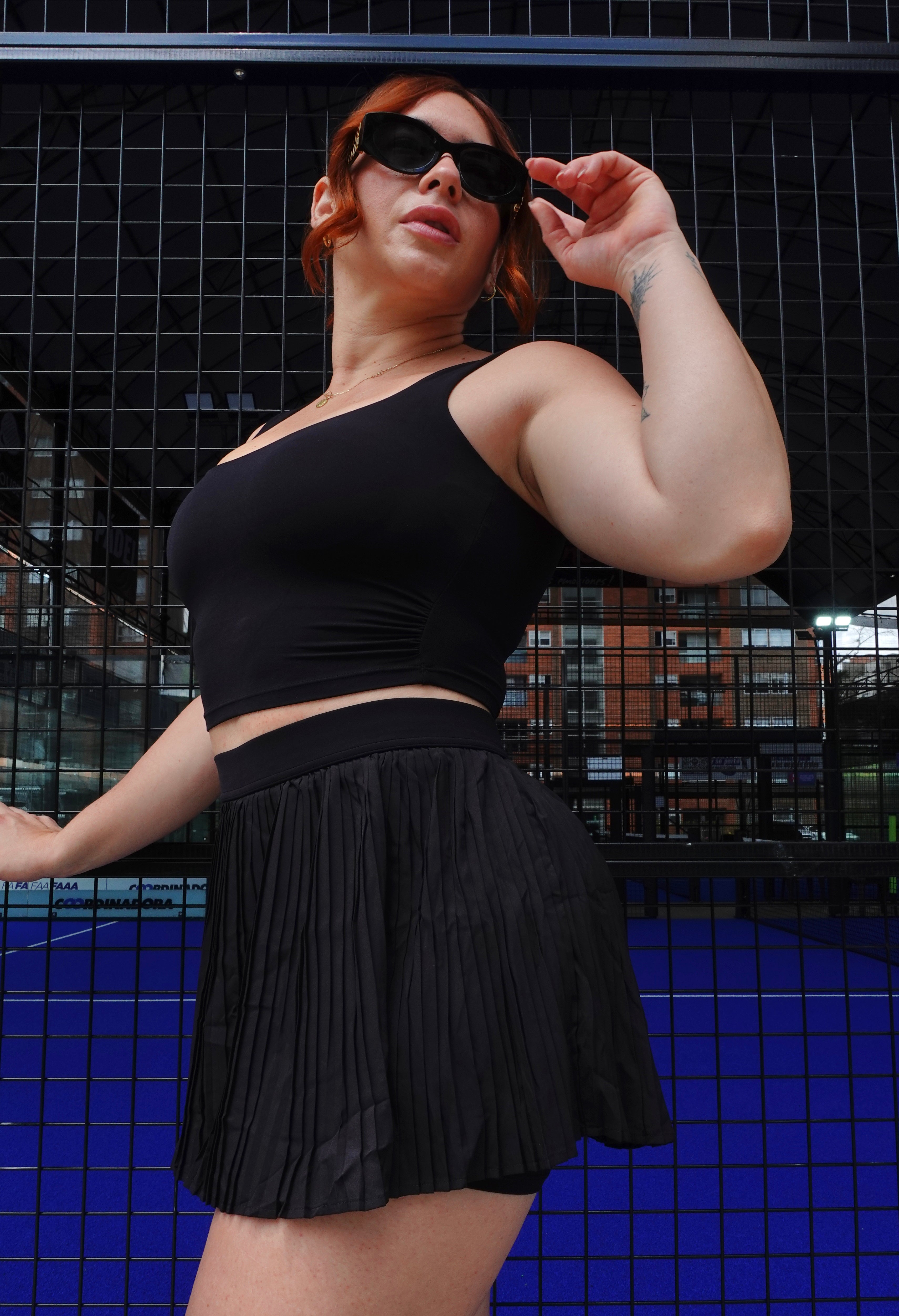 SET FALDA PLISADA NEGRA