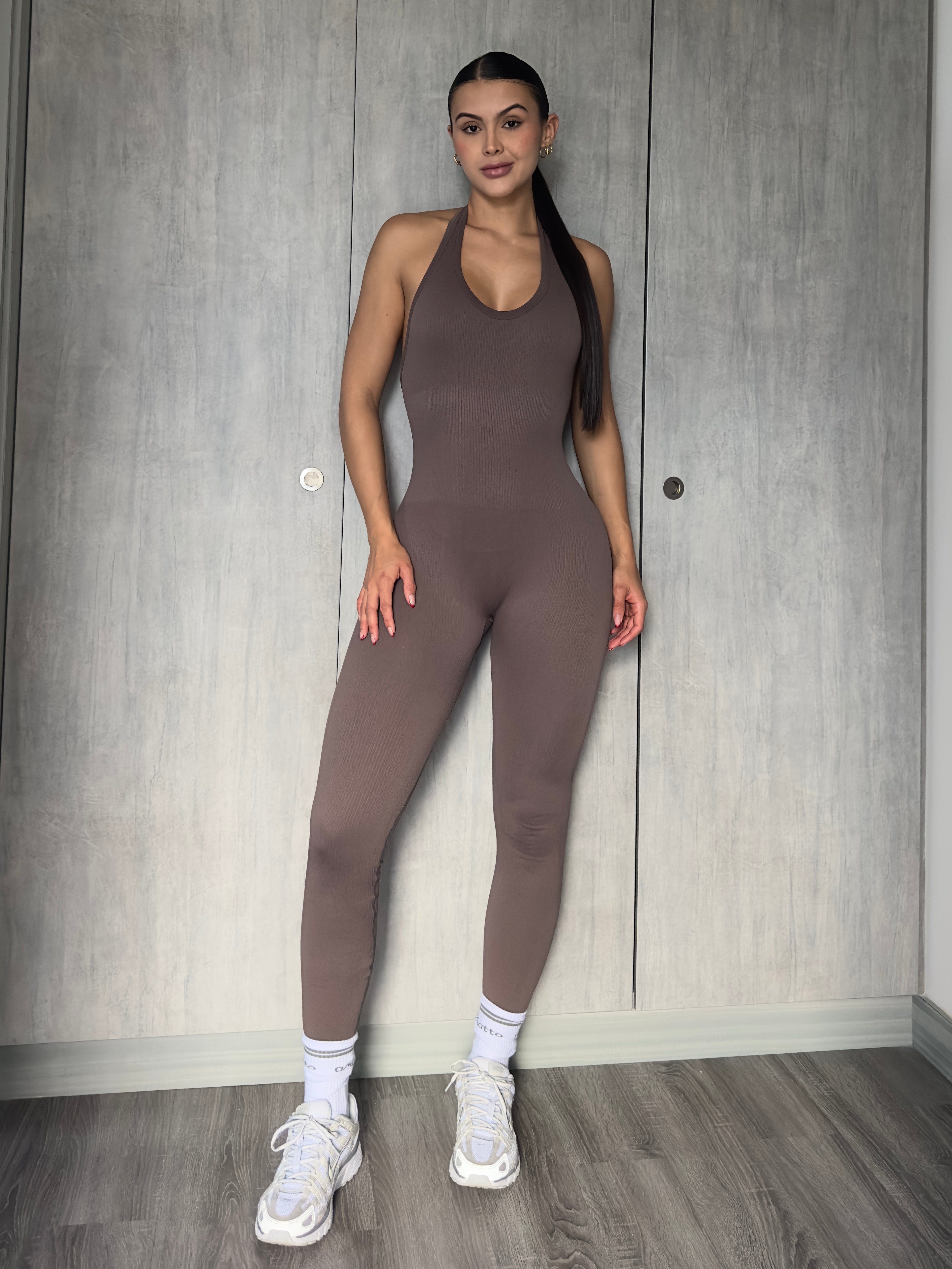 ENTERIZO LARGO HALTER CRUZADO