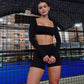 SET SHORT MANGA LARGA NEGRO