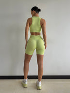 SET SHORT VERDE LIMÓN EFECTO LAVADO