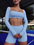 SET SHORT MANGA LARGA AZUL